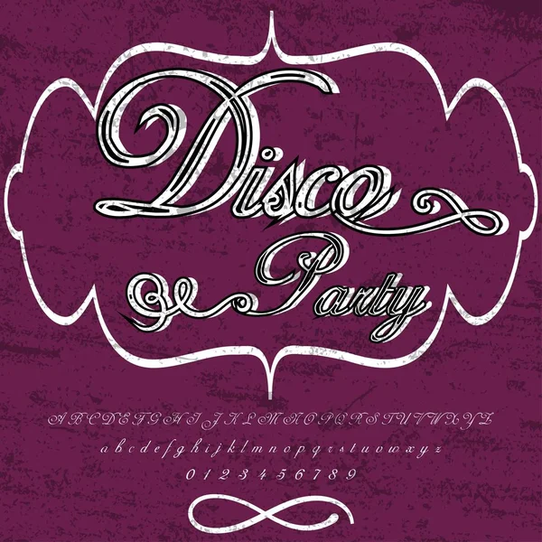 Font Script Typeface disco party vintage script font Tipo de letra vectorial para etiquetas y diseños de cualquier tipo — Archivo Imágenes Vectoriales