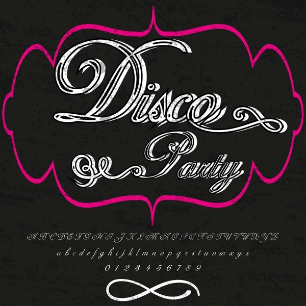 Font Script -Typeface disco party vintage script font Vector typeface for labels and any type -designs — Stock Vector