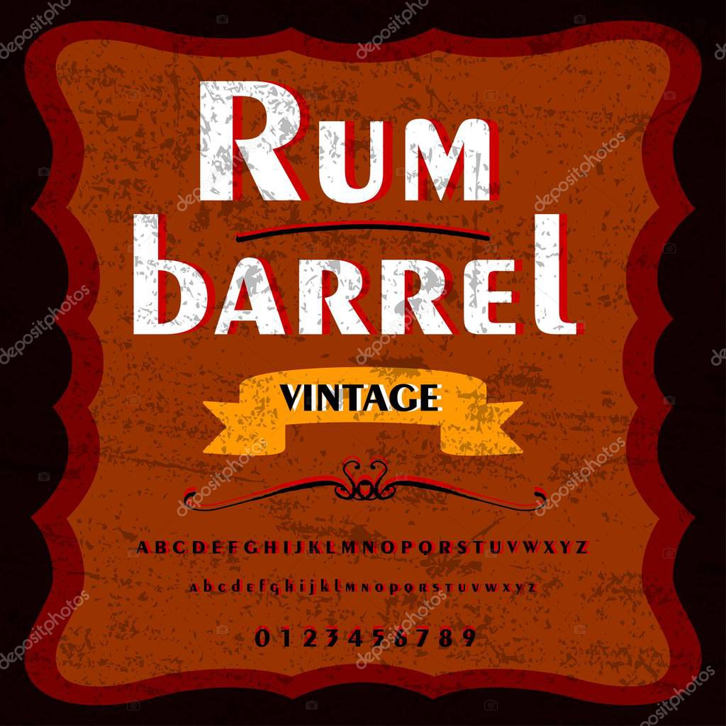Font Script- Typeface Rum barrel vintage script font Vector typeface for labels and any type- designs