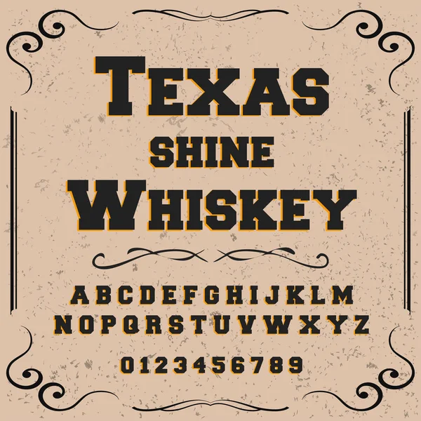 Font Typeface script-vintage texas shine whiskey script font Tipo de letra vectorial para etiquetas y diseños de cualquier tipo — Vector de stock