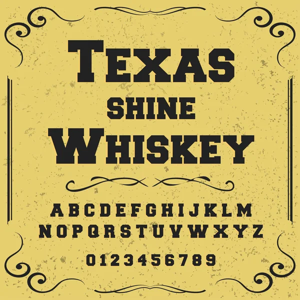 Script Typeface Font-vintage texas shine whisky script font Caratteri vettoriali per etichette e qualsiasi tipo di design — Vettoriale Stock
