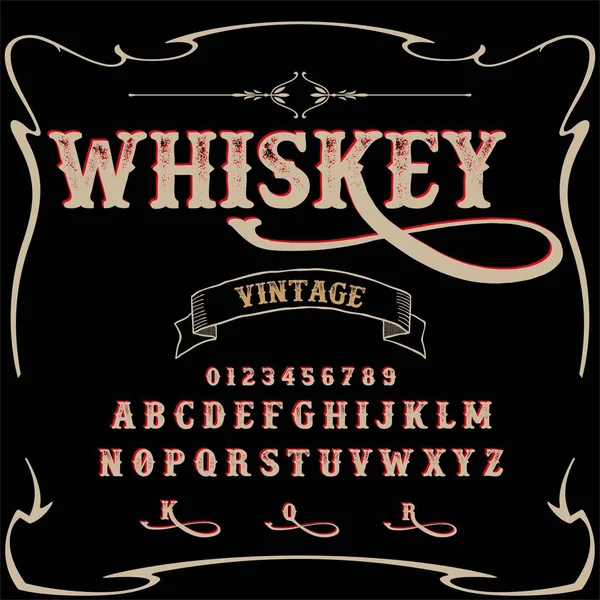 Whiskey Font- Script Typeface vintage script font Vector typeface para etiquetas y diseños de cualquier tipo — Vector de stock