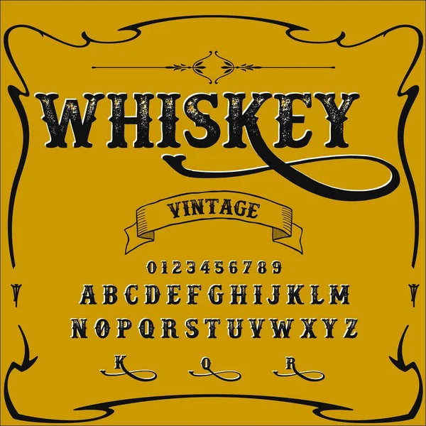 Whiskey Typeface Script Font-vintage script font Caratteri vettoriali per etichette e qualsiasi tipo di design — Vettoriale Stock