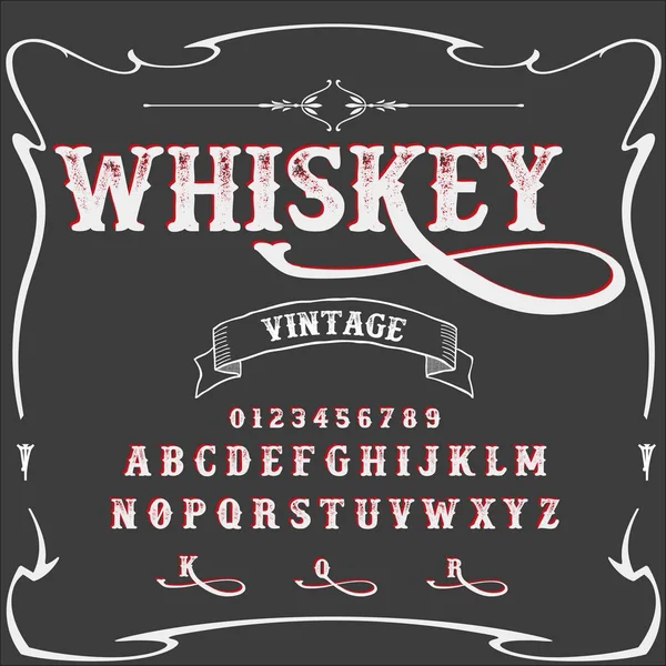 Caratteri di caratteri di script di whisky Caratteri di script vintage Caratteri vettoriali per etichette e qualsiasi tipo di design — Vettoriale Stock