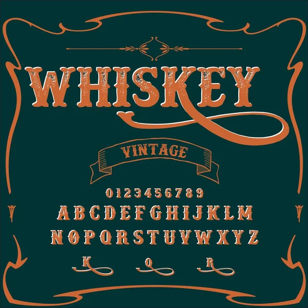 Whiskey Typeface-Font Script vintage script- font-Vector typeface para etiquetas y cualquier tipo de diseño — Vector de stock
