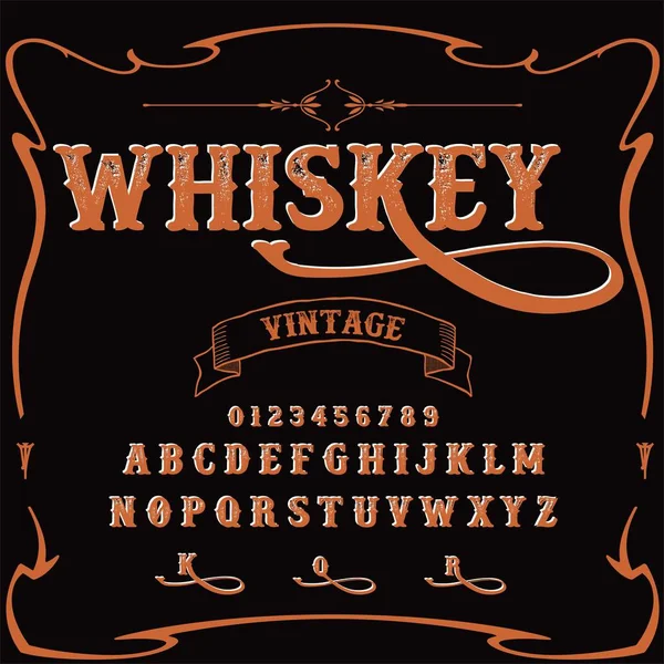 Whiskey Typeface Font Script vintage script- font-carattere vettoriale per etichette e qualsiasi tipo di design — Vettoriale Stock