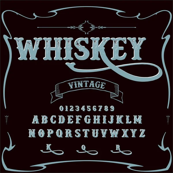 Whiskey Typeface Font Script vintage script- font-carattere vettoriale caratteri per etichette e qualsiasi tipo di design — Vettoriale Stock