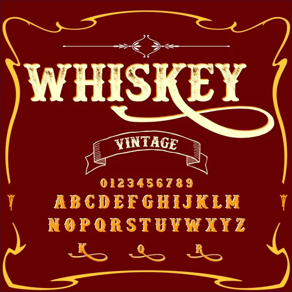 Whiskey Typeface Script Font-vintage script font Caratteri vettoriali per etichette e qualsiasi tipo di design — Vettoriale Stock