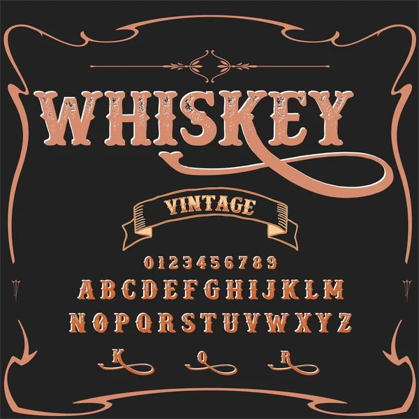 Whiskey Typeface-Font-Script scrittura vintage-font-carattere vettoriale per etichette e qualsiasi tipo di design — Vettoriale Stock