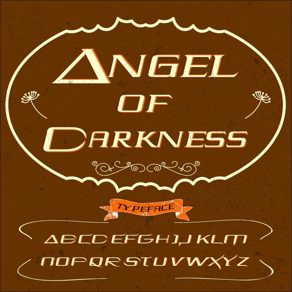 Caligrafía manuscrita llamada Angel of Darkness-Typeface, Script, Old style - vintage — Vector de stock