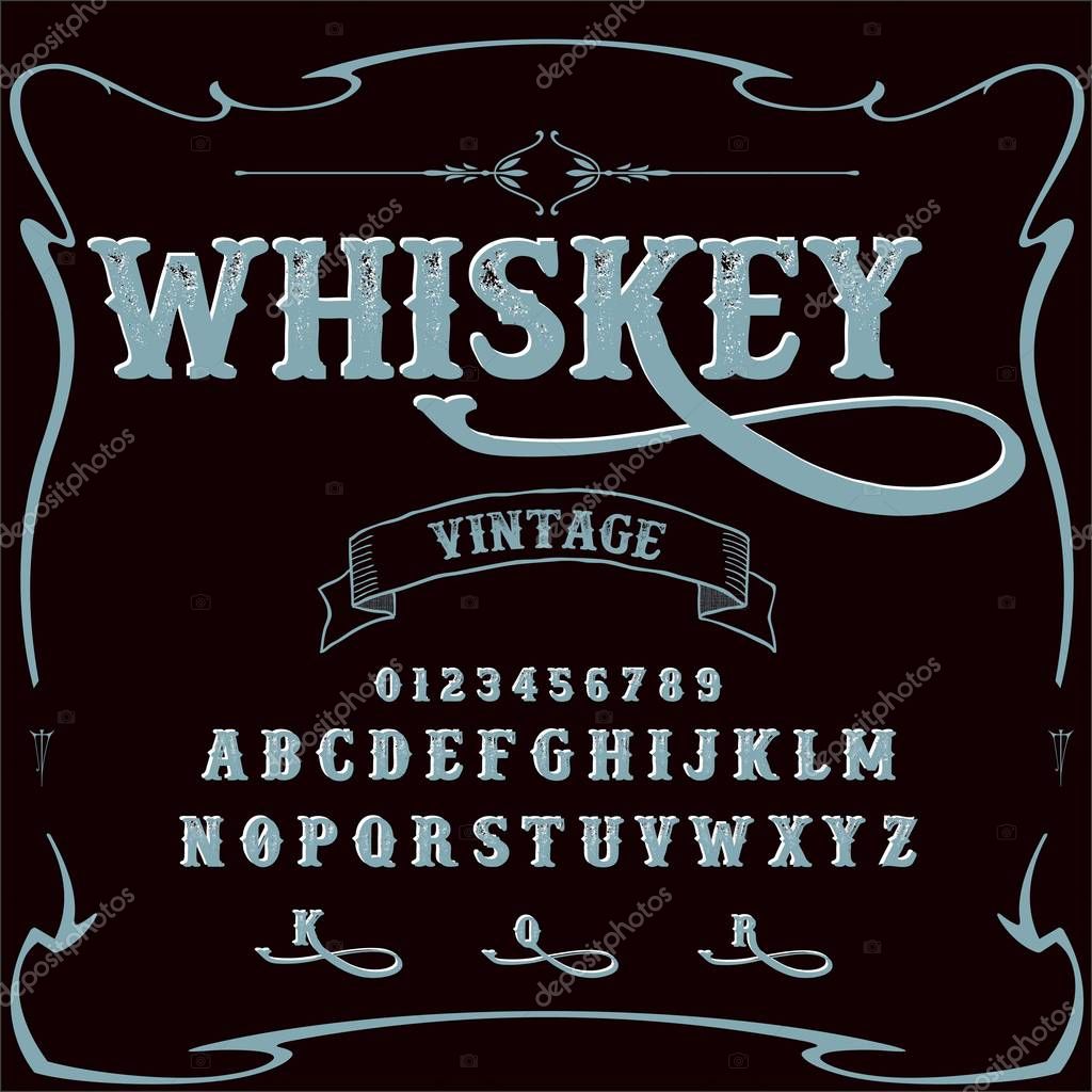 Whiskey Typeface Font Script vintage script font Vector typeface for