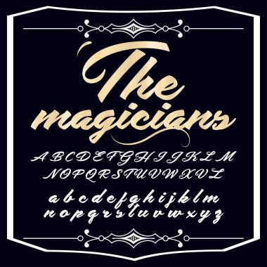 Büyücüler fırça boyalı karakterler elle çizilmiş yazı tipi kümesi adlı