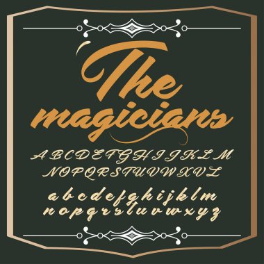 Büyücüler fırça boyalı karakterler elle çizilmiş yazı tipi kümesi adlı