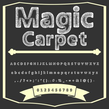 Komut dosyası yazı tipi yazı sihirli halı vintage komut dosyası yazı tipi vektör yazı etiketleri için ve tüm tasarımlar yazın