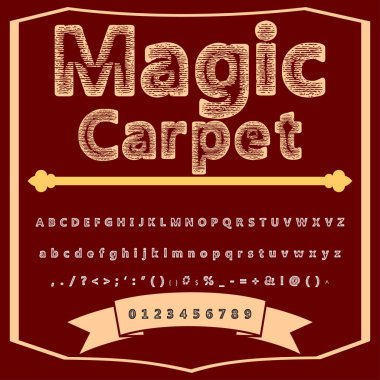 Komut dosyası yazı tipi yazı sihirli halı vintage komut dosyası yazı tipi vektör yazı etiketleri için ve tüm tasarımlar yazın