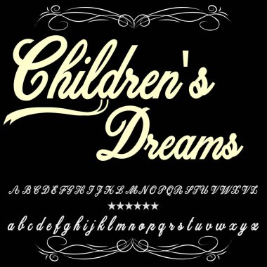 Adlandırılmış çocuk çizilmiş yazı ayarla el boyalı karakterleri küçük harfe ve elle yazılmış komut dosyası yazı tipi-tipografi alfabe tasarımlarınız için büyük harf fırça rüyalar