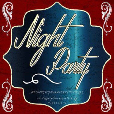 Yazı tipi komut dosyası yazı tipi gece parti vintage komut dosyası yazı tipi-vektör yazı Etiketler ve herhangi bir türü-motifler