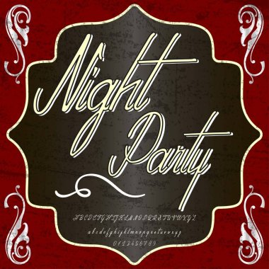 Yazı tipi komut dosyası yazı tipi gece parti vintage komut dosyası yazı tipi-vektör-yazı Etiketler ve herhangi bir türü-motifler