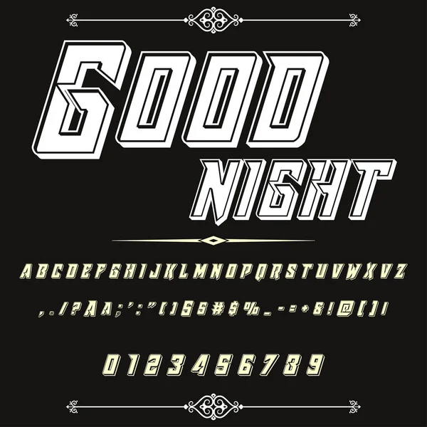 Schriftart good night vintage script Schriftart Vektor-Schriftart für Etiketten und beliebige Typendesigns — Stockvektor