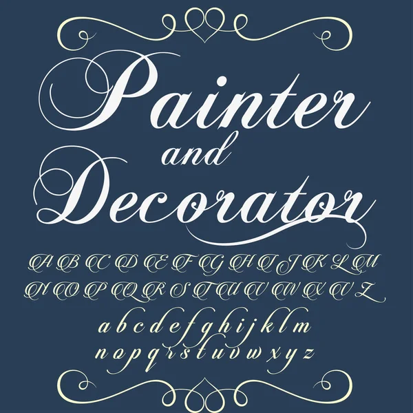 Script Font Typeface Painter and Decorator-script fonte Vector typeface para etiquetas e qualquer tipo de desenhos — Vetor de Stock