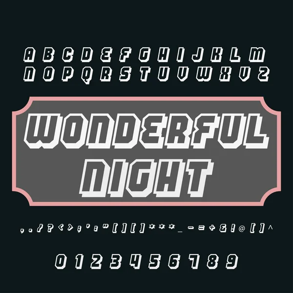Schrift Schriftart wunderbare Nacht-Vintage-Schrift Schriftvektorschrift für Etiketten und beliebige Schriftdesigns — Stockvektor