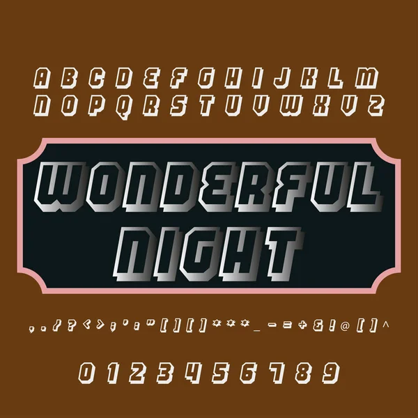 Schriftart wunderbare Nacht-Vintage-Schriftart-Schriftvektorschrift für Etiketten und beliebige Schriftdesigns — Stockvektor