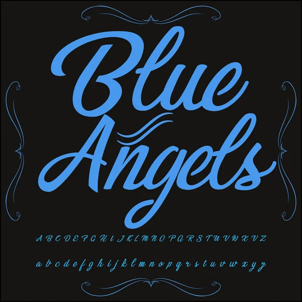 Handwritten calligraphy  font named blue angels-Typeface, Script, Old style - vintage — Stock Vector