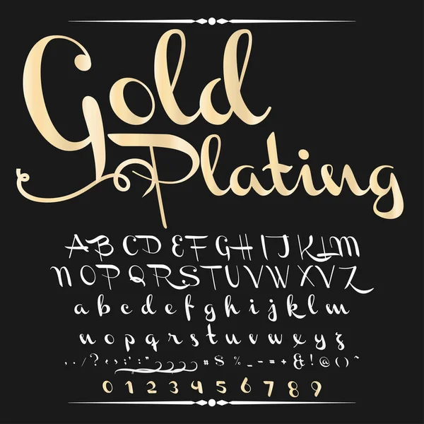 Шрифт Шрифт Шрифт с золотым покрытием шрифта Векторный шрифт для этикеток и любых типов конструкций — стоковый вектор
