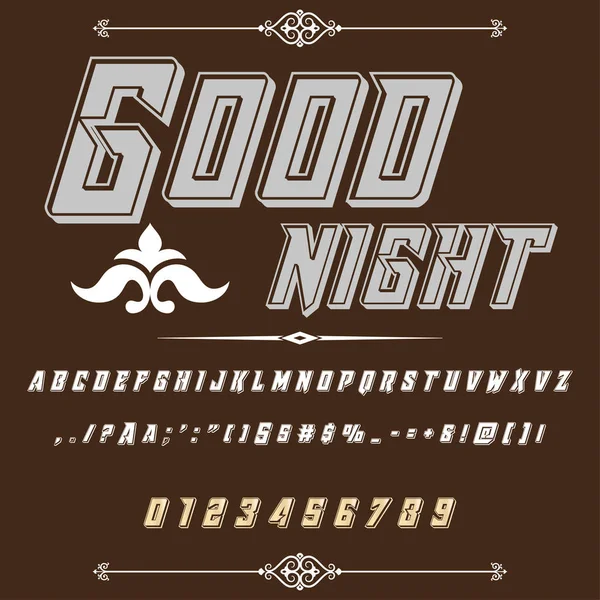 Schriftart Gute-Nacht-Vintage-Schriftart Schriftvektorschrift für Etiketten und beliebige Schriftdesigns — Stockvektor