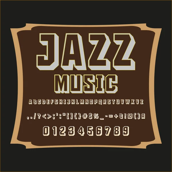 Script Font Typeface JAZZ MUSIC vintage-script-font Vector-typeface for labels and any type designs — Stock Vector