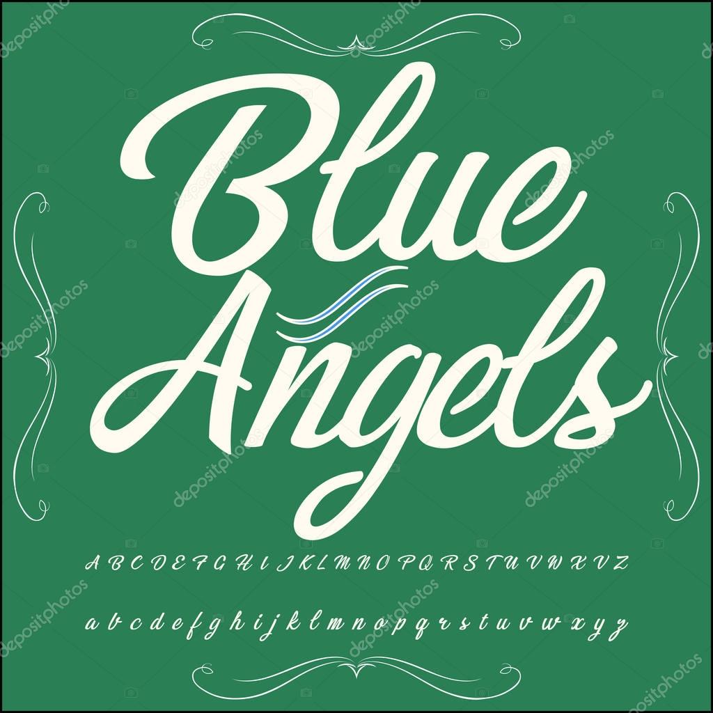 Handwritten calligraphy  font named blue-angels-Typeface, Script, Old style - vintage