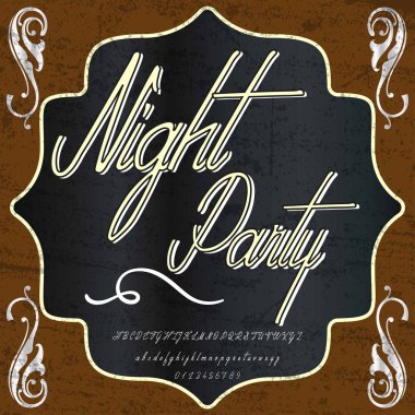 Komut dosyası yazı tipi Basma harf gece parti vintage yazı tipi vektör yazı etiketleri için komut dosyası ve yazın - tasarımlar