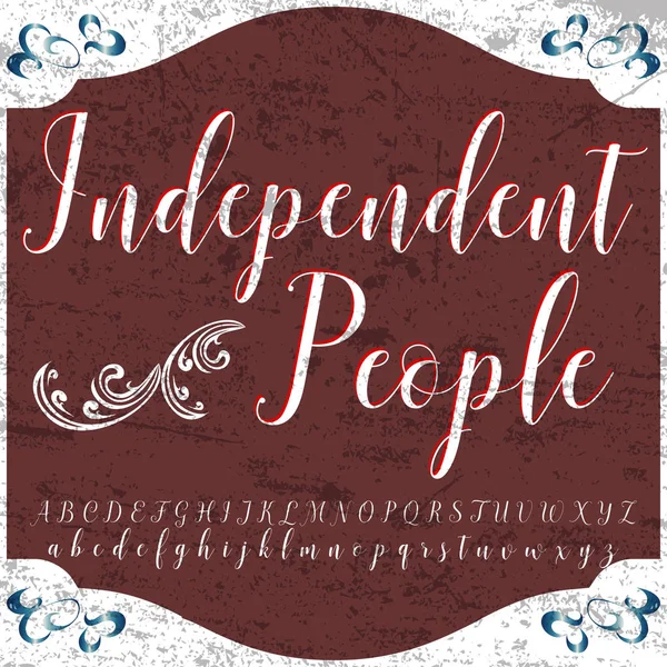 Script Font Typeface vintage independent people script font Vector typeface para rótulos e desenhos de qualquer tipo — Vetor de Stock