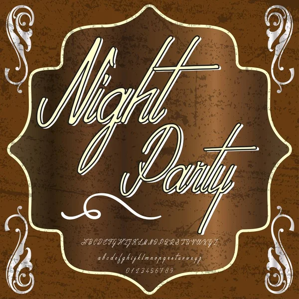 Script Font Typeface night party vintage script font Vector typeface for labels and any type designs — Stock Vector