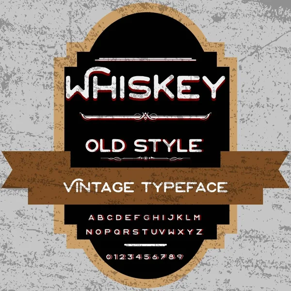 Viski yazı tipi komut dosyası yazı Vintage çerçeve etiket tasarımı, viski ve şarap etiket, Restoran, bira etiket. Vektör çizim — Stok Vektör