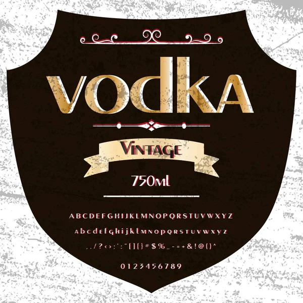 Vodka Font- Script Typeface Vintage-frame- label- design, Whiskey and Wine label, Restaurant, Beer label. Vettori- illustrazione — Vettoriale Stock