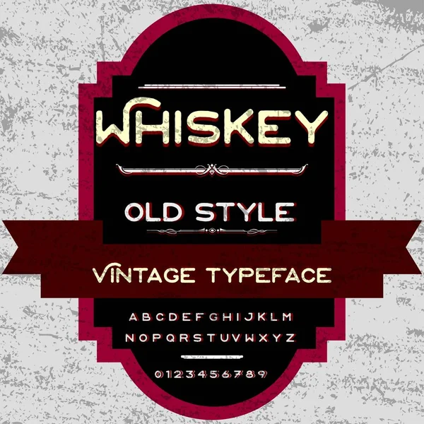 Viski-yazı tipi komut dosyası yazı Vintage çerçeve etiket tasarım, viski ve şarap etiket, Restoran, bira etiket. Vektör çizim — Stok Vektör