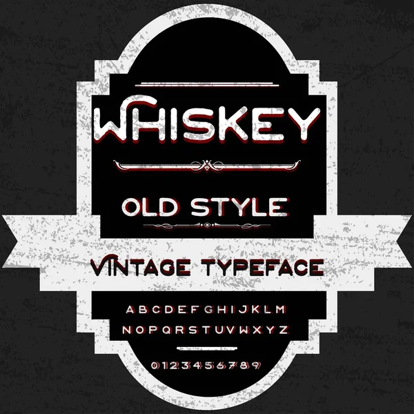 Whiskey Typeface Font Script Vintage frame-label design, Whiskey and Wine label, Restaurante, etiqueta de cerveja. Vector- ilustração — Vetor de Stock