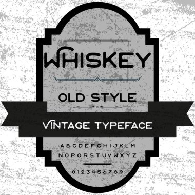 Yazı tipi komut dosyası yazı viski Vintage çerçeve etiket tasarımı, viski ve şarap etiket, Restoran, bira etiket. Vektör çizim