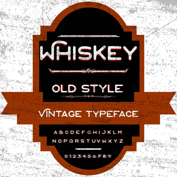 Fonte Script- uísque Typeface Vintage frame-label design, Whiskey and Wine label, Restaurante, etiqueta de cerveja. Ilustração vetorial — Vetor de Stock