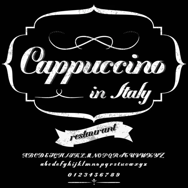 Caligrafía manuscrita fuente llamada Cappuccino Tipo de letra, Guión, Estilo antiguo - vintage — Vector de stock