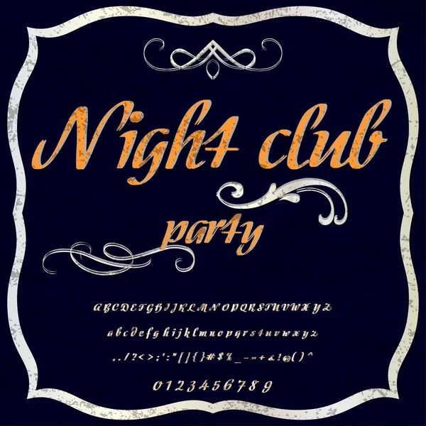 Font Script Typeface - vintage - Night club script font- Tipo de fonte vetorial para rótulos e desenhos de qualquer tipo —  Vetores de Stock