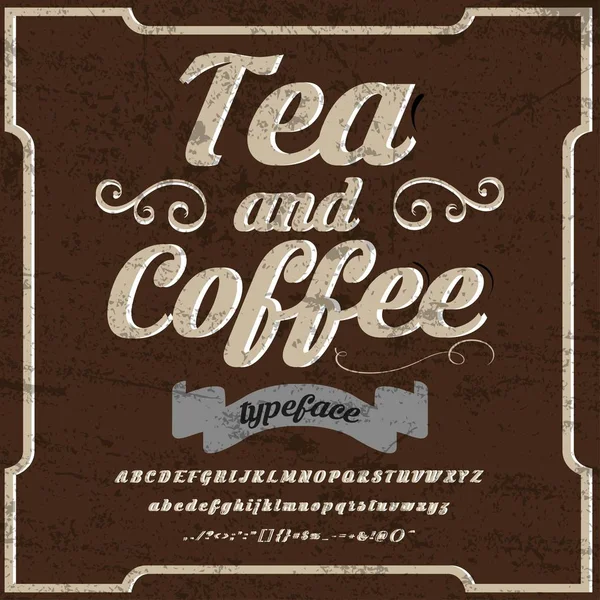 Font.Script，字体-老式茶和咖啡帧标签设计、 威士忌和葡萄酒标签、 餐厅，啤酒标签。矢量图 — 图库矢量图片
