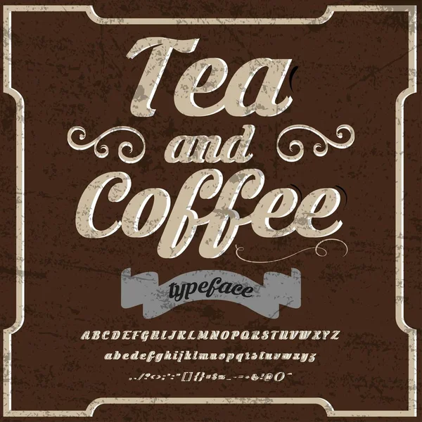 Font.Script, lettertype - Vintage thee en koffie frame labelontwerp, Whiskey en wijn etiketten, Restaurant, bier label. Vectorillustratie — Stockvector