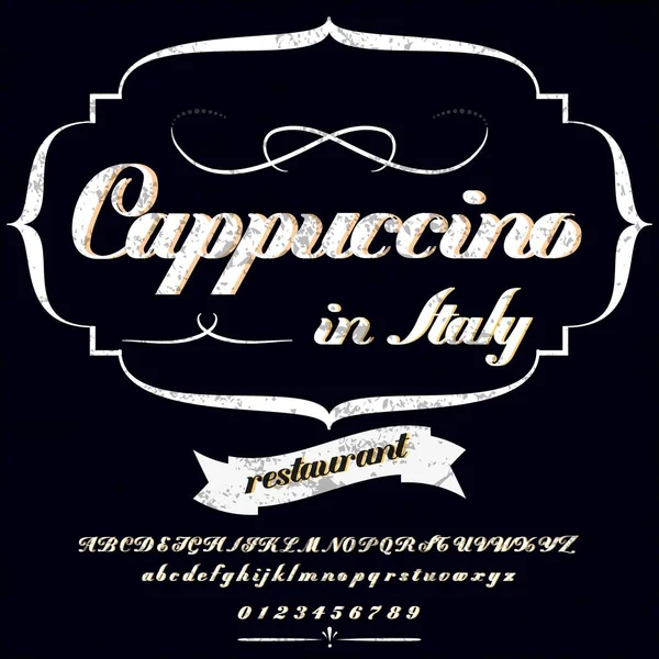 Handwritten- calligraphy font named Cappuccino Typeface, Script, Old style - vintage — Vector de stock