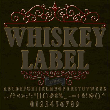 Yazı tipi komut dosyası yazı viski etiket vintage komut dosyası yazı tipi vektör yazı etiketleri ve herhangi bir typedesigns için