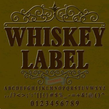 Komut dosyası yazı tipi Basma harf viski etiket vintage komut dosyası yazı tipi vektör yazı Etiketler ve herhangi bir türü-motifler