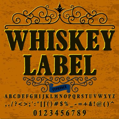 Komut dosyası yazı tipi Basma harf viski etiket vintage komut dosyası yazı tipi vektör yazı etiketleri ve-herhangi bir tür tasarımları için