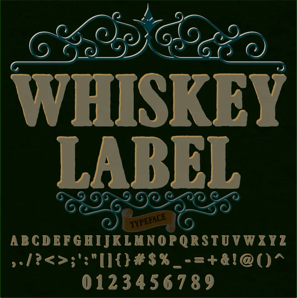 Font Script Typeface whiskey label vintage script font Tipo de letra vectorial para etiquetas y cualquier tipo de diseño — Archivo Imágenes Vectoriales