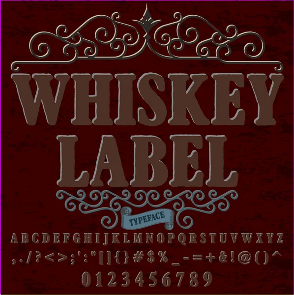Tipo carattere tipografico Script whisky etichetta annata script font vettoriale di carattere-per etichette e per qualsiasi tipo di disegni — Vettoriale Stock